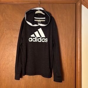 Youth small heathered black Adidas climalite hooded tshirt